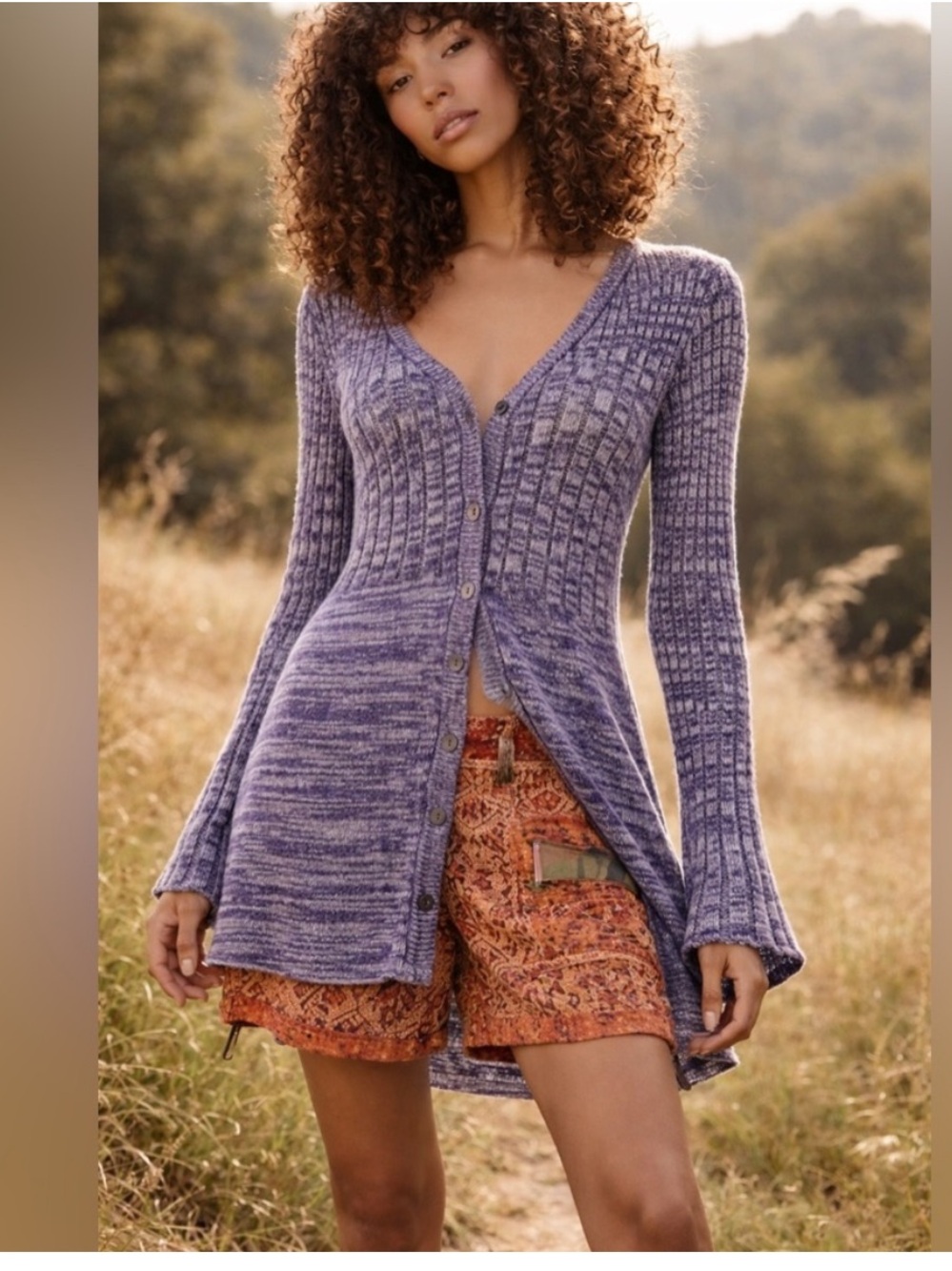 Free People Rachel Ribbed Cardigan Sweater Dress Tunic